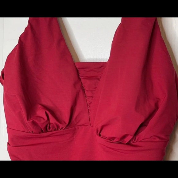 Lands End Red Tummy Control Swimsuit Sz 16 - Picture 2 of 4
